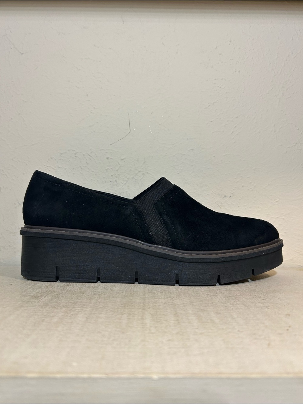 Clarks Black Platform Slip-On Mules